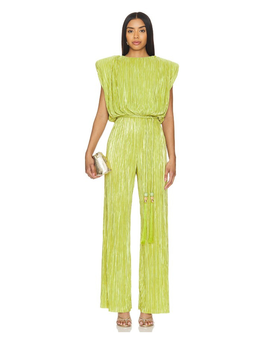 Sabina Musayev Nectar Pleated Jumpsuit - Lime Sz. Large