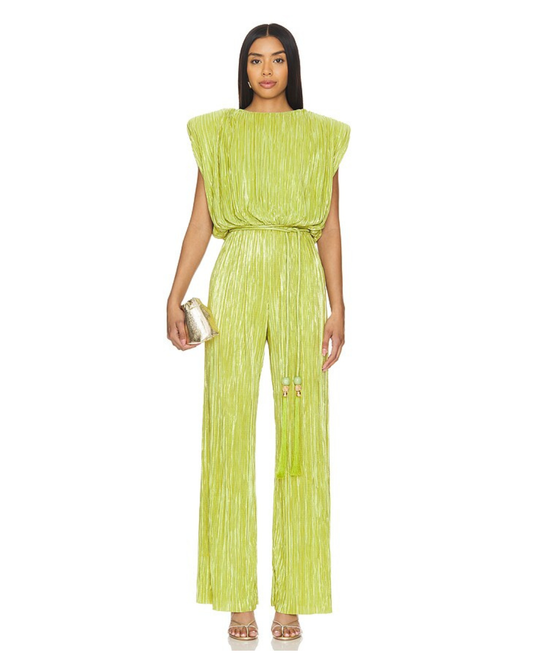 Sabina Musayev Nectar Pleated Jumpsuit - Lime Sz. Large