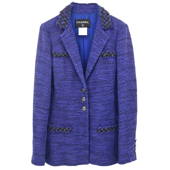Chanel 2009 Tweed Single-Breasted Jacket - Purple sz. 36