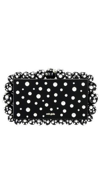Cult Gaia Eos Pearl-Trimmed Acrylic Clutch - Black