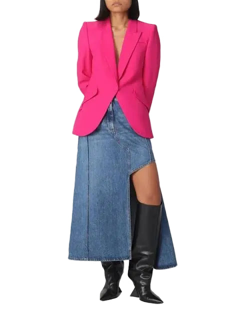 Alexander McQueen Asymmetrical Denim Skirt - 44