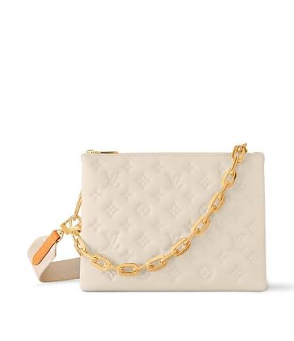 Louis Vuitton Coussin PM Mono Embossed Lambskin Leather - Cream sz. One Size