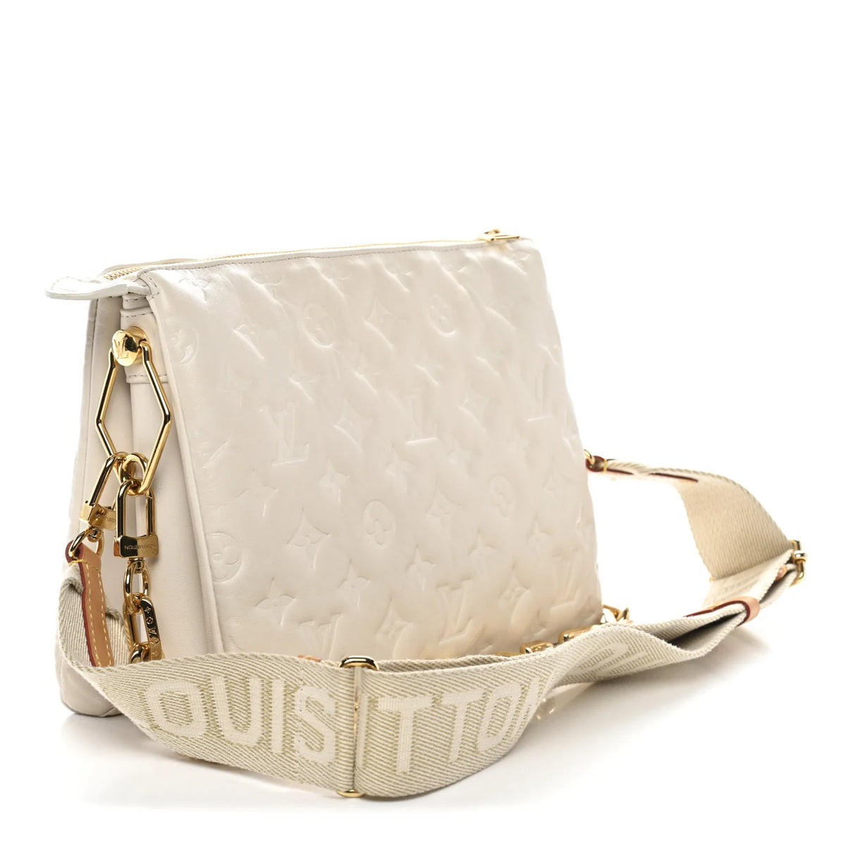 Louis Vuitton Coussin PM Mono Embossed Lambskin Leather - Cream sz. One Size
