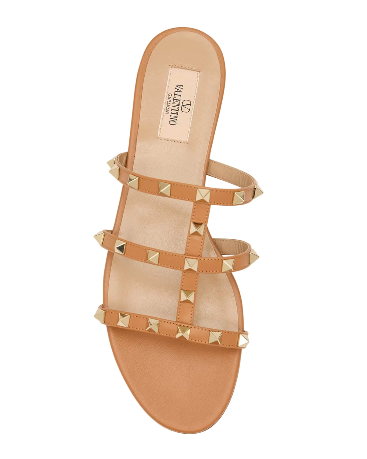 Valentino Garavani Rockstud Caged Flat Slide Sandals - Nude Sz. 39