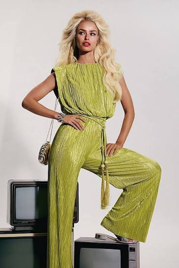 Sabina Musayev Nectar Pleated Jumpsuit - Lime Sz. Large