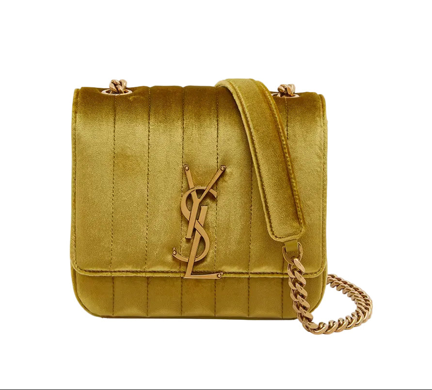 Saint Laurent Vicky Small YSL Crossbody Bag - Gold