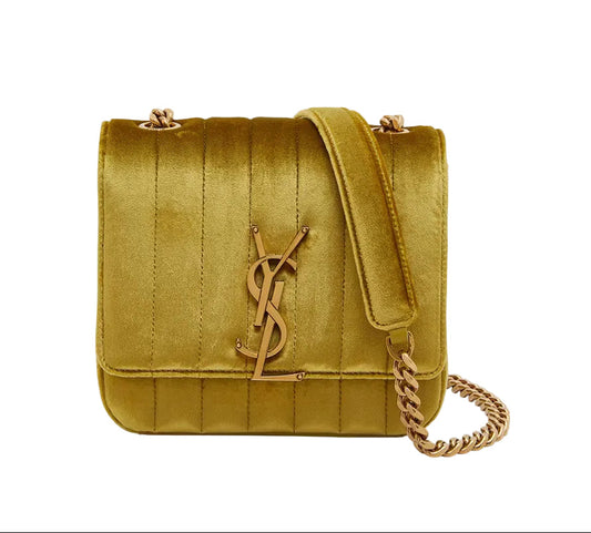 Saint Laurent Vicky Small YSL Crossbody Bag - Gold